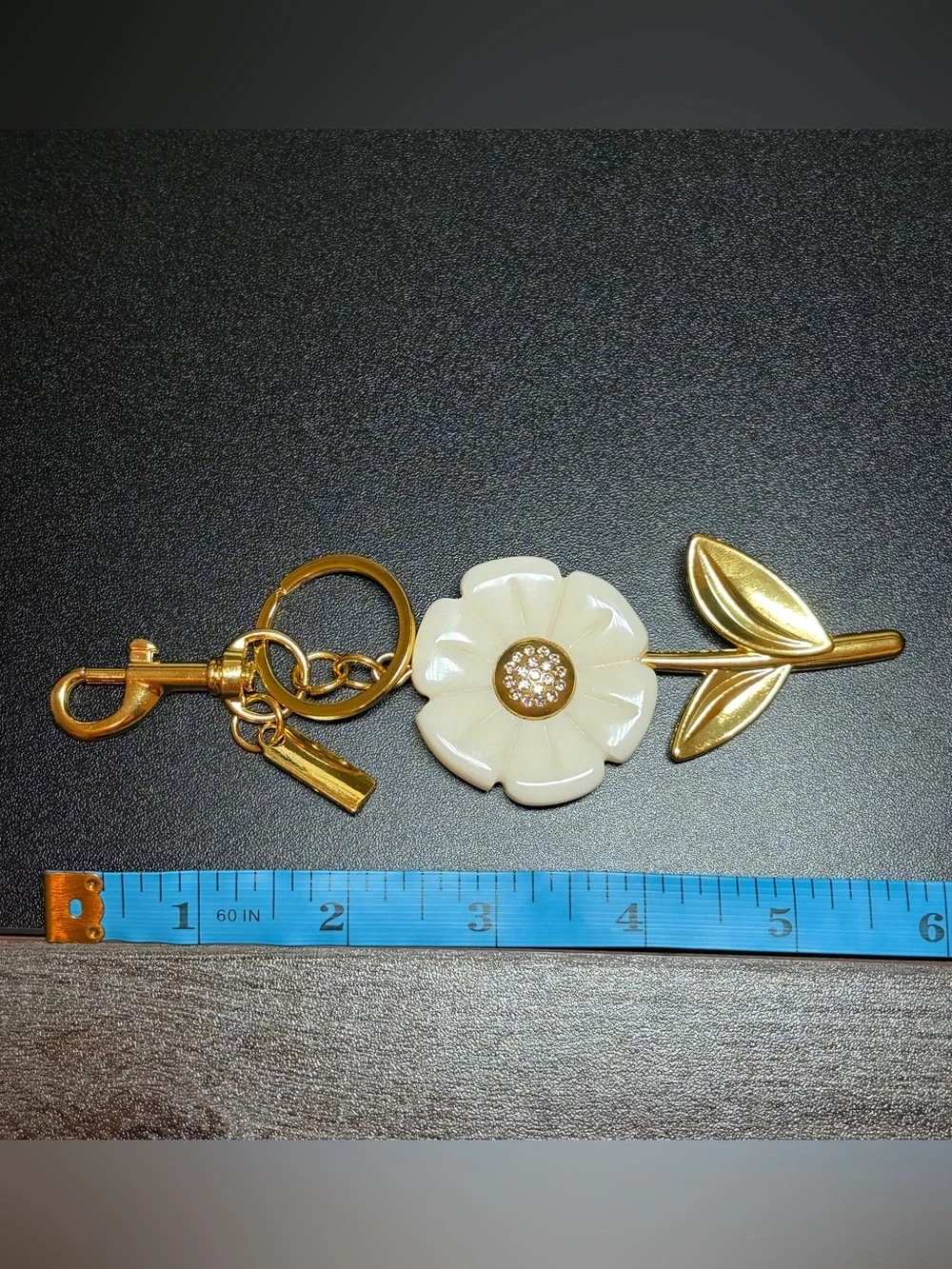 Gold & Cream Flower Keychain Charm